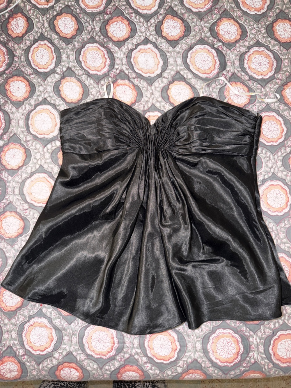 Laundry By Shelli Segal Black Strapless Satin Bustier Top